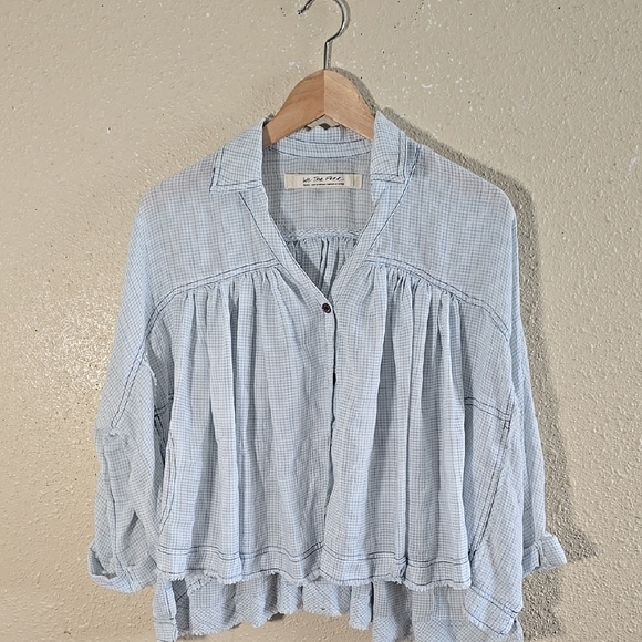 Tops - Women's Light Blue Checkered Top